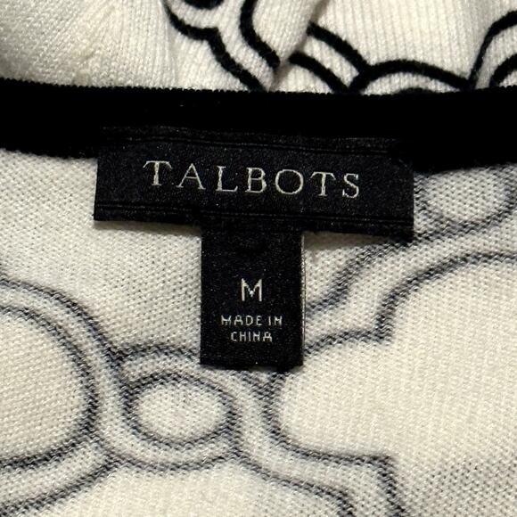 Talbots Three Quarter Sleeve Tipped Button Cuff Sweater Geo Print Women's Size M - Picture 5 of 8